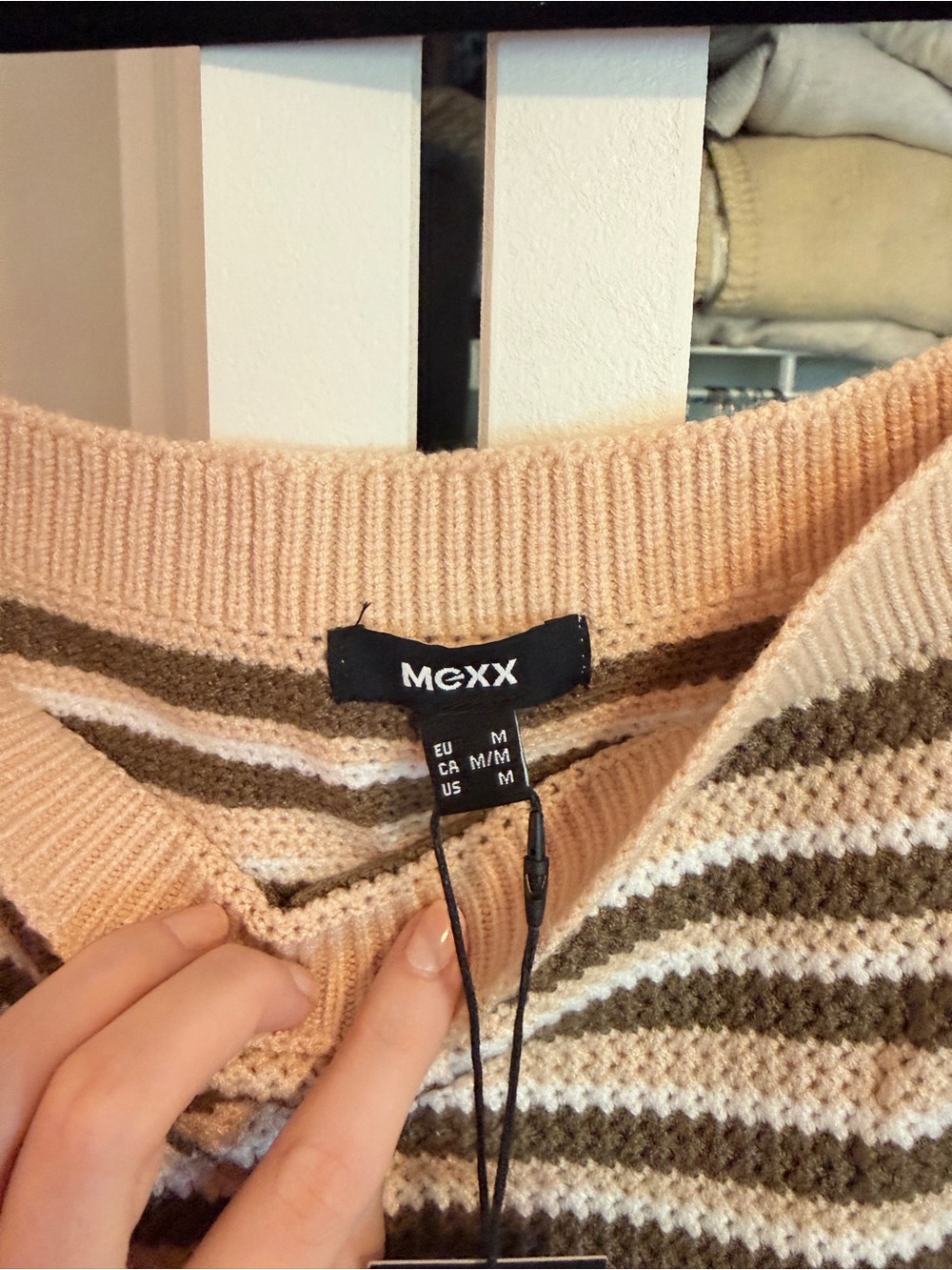 Mexx Striped Knit Tank in Cream and Olive - Picture 2 of 3
